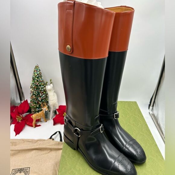 Men’s Gucci, leather horse bit riding boots size 9, made in Italy - Picture 1 of 13